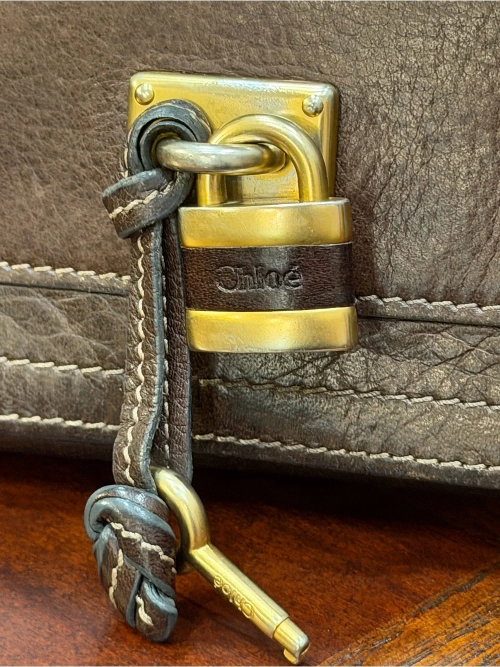 Authentic Chloe Paddington Long Wallet — Brown Leather — Lock Charm
